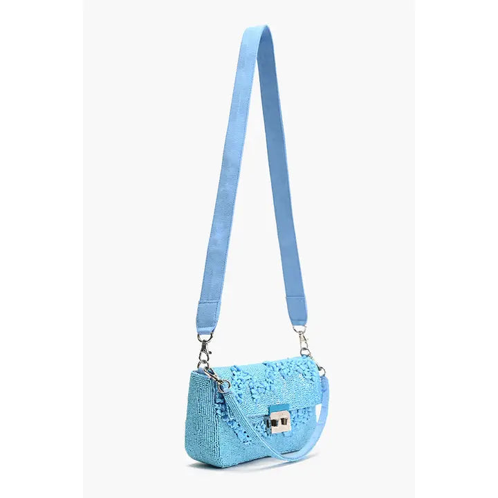 Azure beaded blue bag