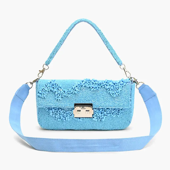 Azure beaded blue bag