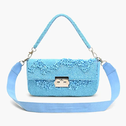 Azure beaded blue bag