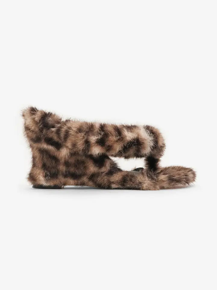 Animal Print Thong Mule, Wedge Heel