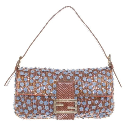 Vintage Fendi Beaded Floral & Sequin Baguette Shoulder Bag